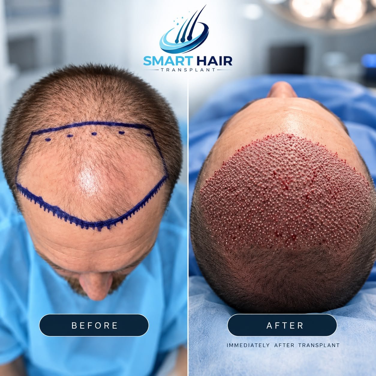 Before and after hair transplant